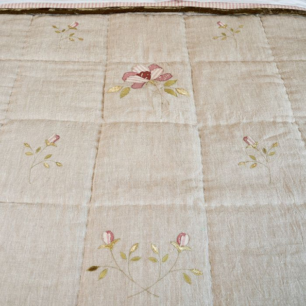 Rose Rustic Linen Quilt