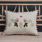 Embroidered Winter Lovebirds Cushion