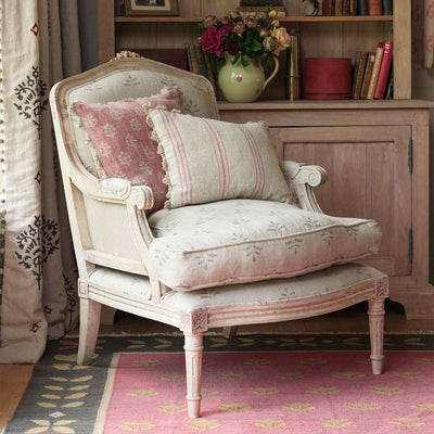 Red Hartford Stripe Rustic Linen Cushion