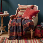 Midnight & Russet Tartan Shetland Wool Throw
