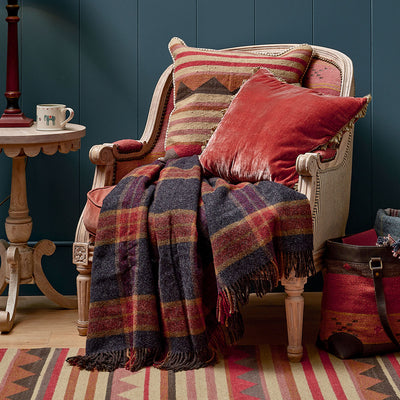 Midnight & Russet Tartan Shetland Wool Throw
