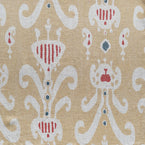 359S - Hand-printed Saffron Red & Blue Natasha Linen Stonewashed Panel (3m Approx.) - Sale