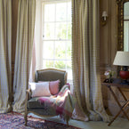 Hand-printed Green Pink Bloomsbury Linen - 330