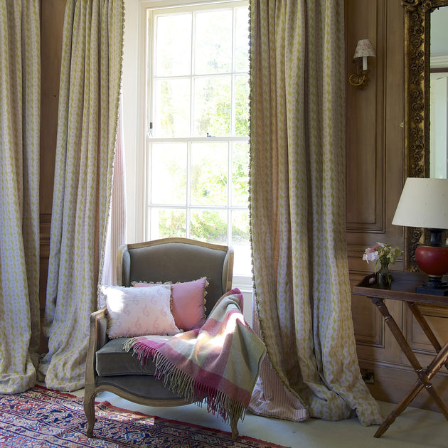 Hand-printed Green Pink Bloomsbury Linen - 330