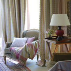 Hand-printed Green Pink Bloomsbury Linen - 330