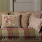Dusky Pink Sacha Rustic Linen Cushion with Tassels
