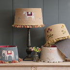 Embroidered Indian Wedding Lampshade in Saffron with Tassels