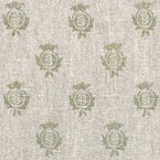 Hand-printed Olive Pomegranate Rustic Linen Stonewashed Panel (3m Approx.) - 356G