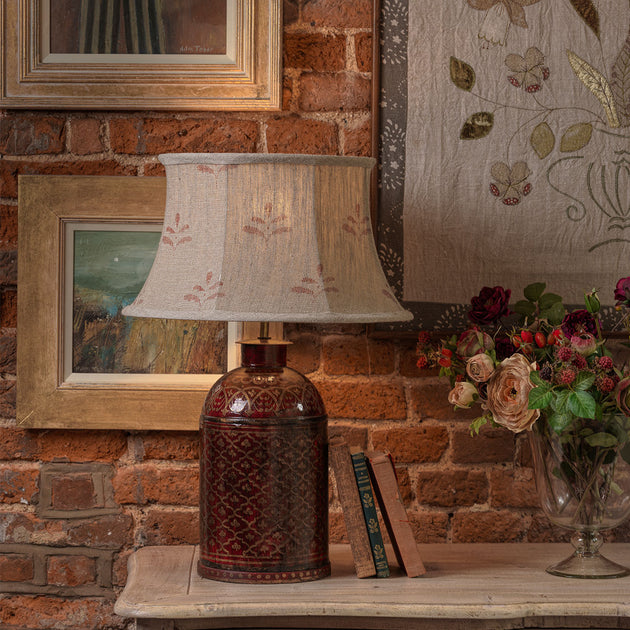 Red Leaf Framed Linen Lampshade
