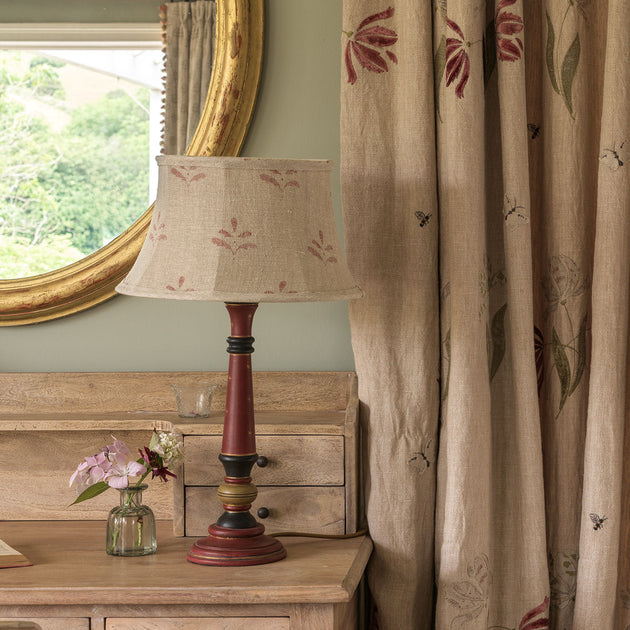 Red Leaf Framed Linen Lampshade