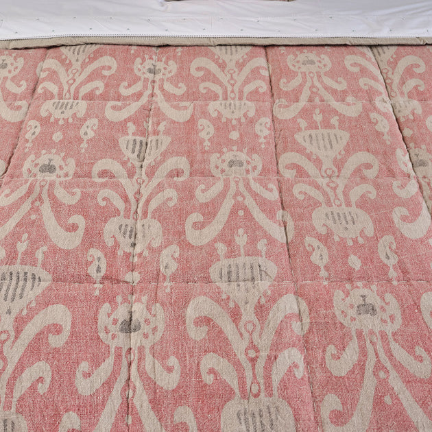 Rose Charcoal Natasha Rustic Linen Quilt