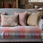 Saffron Sacha Rustic Linen Cushion with Tassels