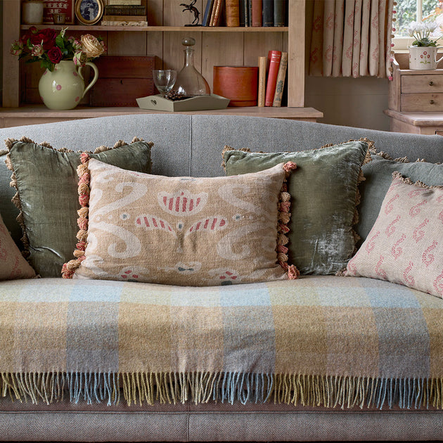 Saffron Tulipa Rustic Linen Cushion with Tassels