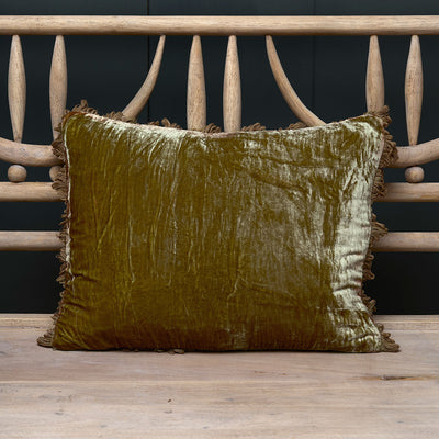 Olive Velvet Small Cushion - 35 x 45cm