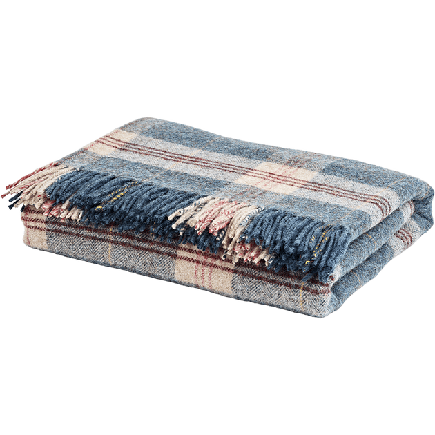 Indigo Tartan Shetland Wool Throw
