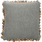 Smokey Blue Rustic Linen Cushion With Tassels