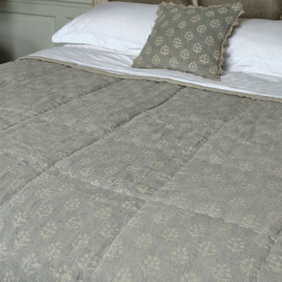 Smokey Blue Megha Rustic Linen Quilt