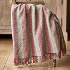 Rose Pearl Stripe Shetland Wool Throw - Large