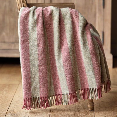 Rose Pearl Stripe Shetland Wool Throw - Large