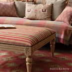 Carved Rectangular Kilim Footstool