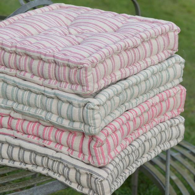 Beech Dusky Pink Ticking Stripe Box Cushion