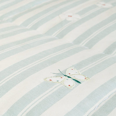 Duck Egg Stripe Bird & Flower Quilt