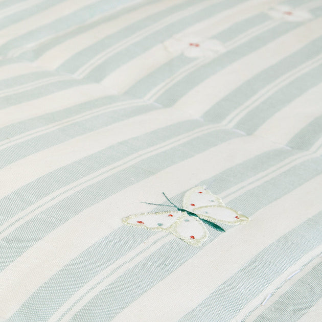 Duck Egg Stripe Bird & Flower Quilt