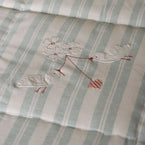 Duck Egg Stripe Bird & Flower Quilt