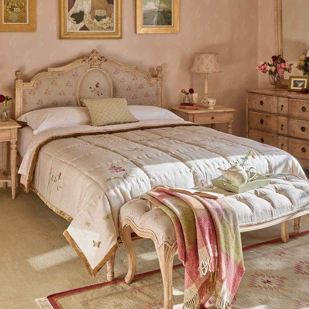 Rose & Foxglove Rustic Linen Quilt