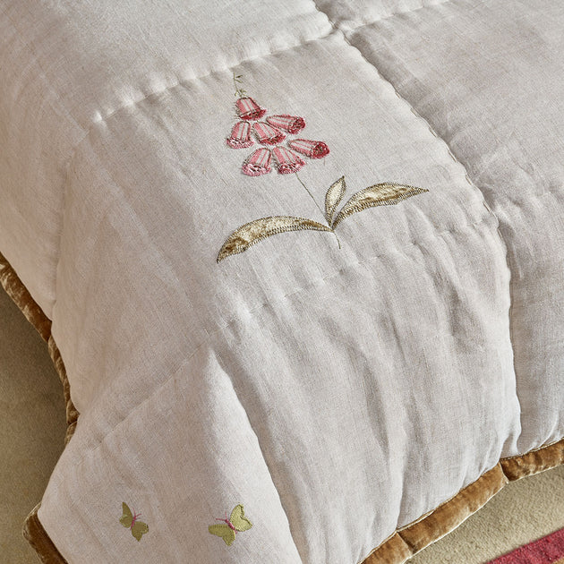 Rose & Foxglove Rustic Linen Quilt