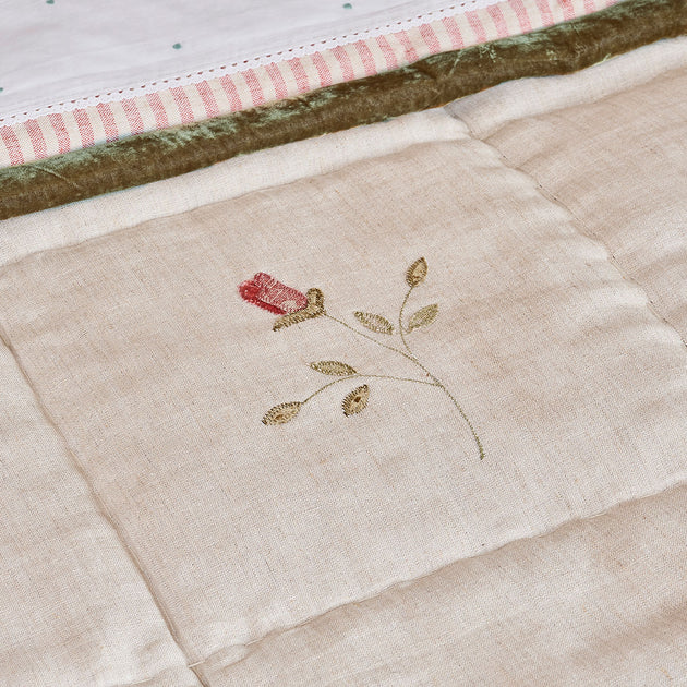 Rose & Foxglove Rustic Linen Quilt