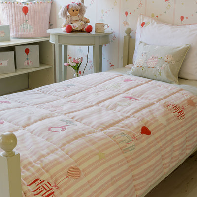Pink Stripe Floating Cotton Quilt