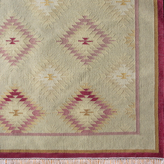 Celadon Shimla - Hand-woven Wool Kilim