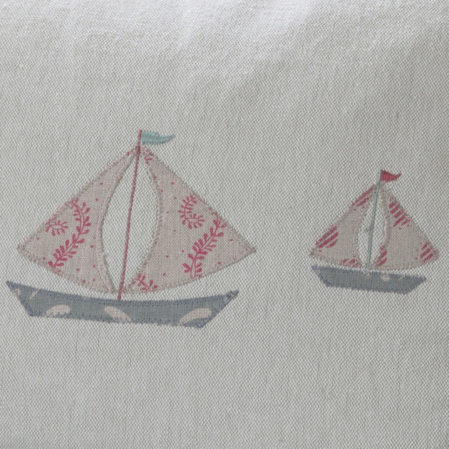 Embroidered Grey Red Boat Cushion