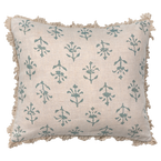 Marine Blue Moonflower Linen Cushion