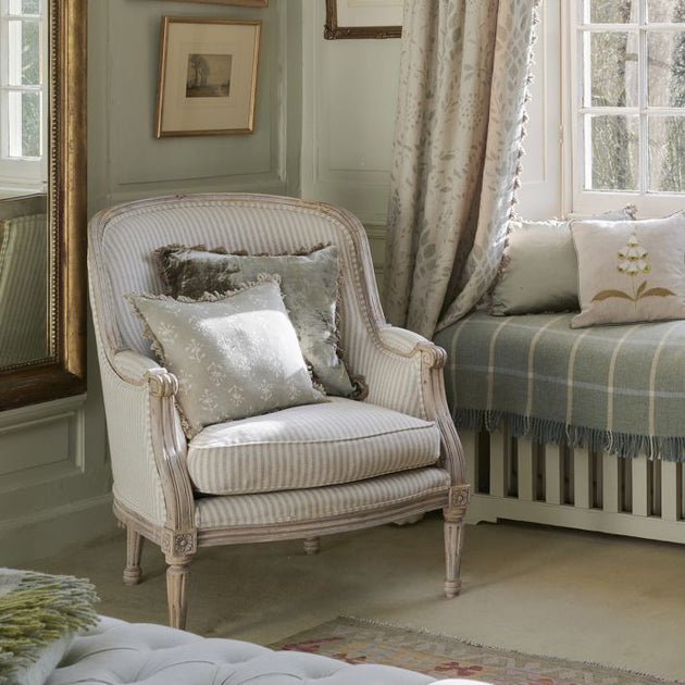 Smokey Blue Moonflower Linen Cushion