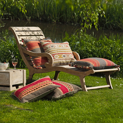Jaipur Stripe Cotton Cushion with Tassels 60 x 40cm