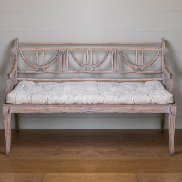 Large Bench Cushion - Charcoal Gustavian Stripe