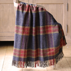 Midnight & Russet Tartan Shetland Wool Throw