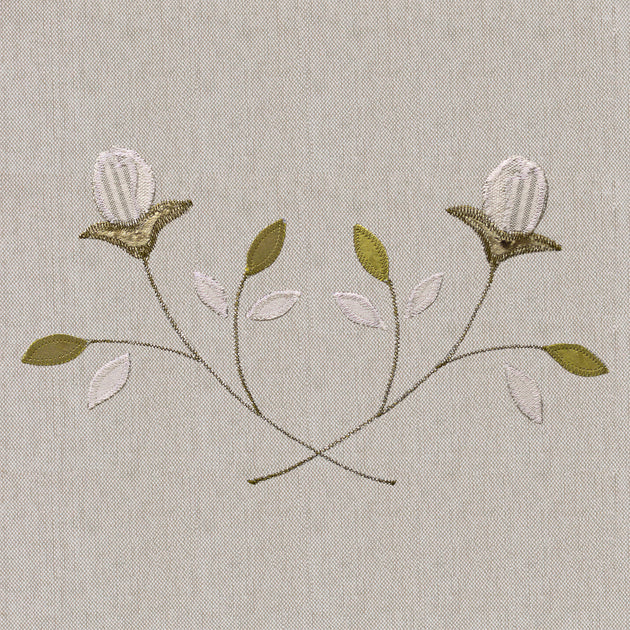 Grey Rosebud Embroidered  Cotton Panel – 141
