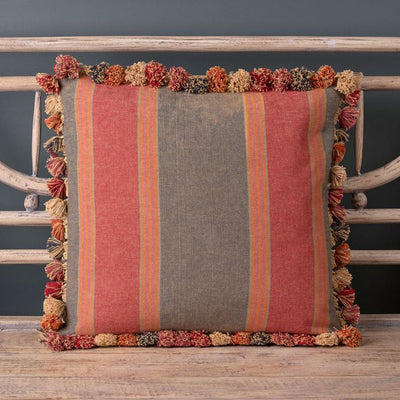 Jodhpur Stripe Cotton Cushion with Tassels 48 x 48cm