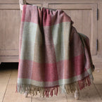 Dusky Rose Sage Harlequin Shetland Wool Throw - Large