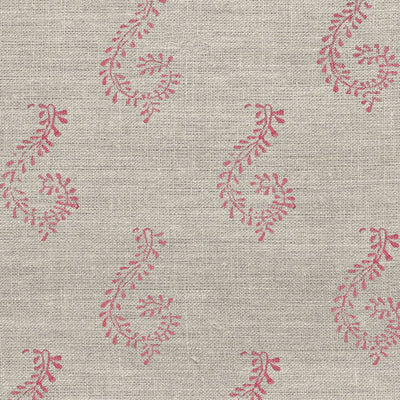 Hand-printed Red Shalini on Rustic Linen – 323/R