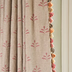 Hand-printed Indian Red Leaf - Light Rustic Linen – 316R