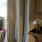 Hand-printed Green Pink Bloomsbury Linen - 330