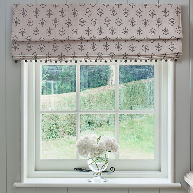 Hand-printed Charcoal Moonflower Linen – 336