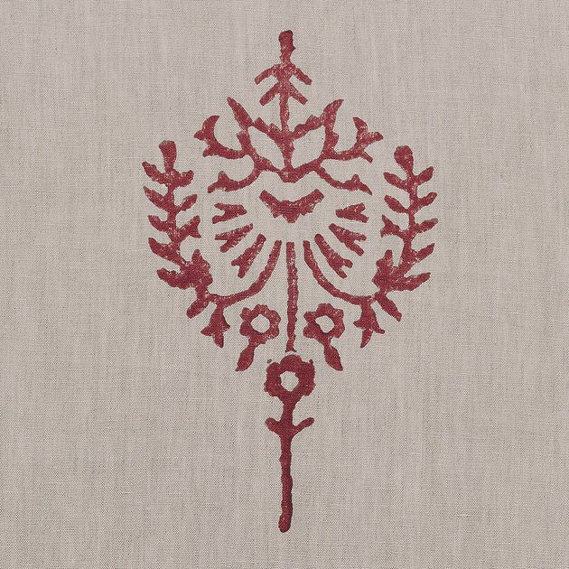 Large Returnable Sample of Indian Red Block-printed Akansha Linen
