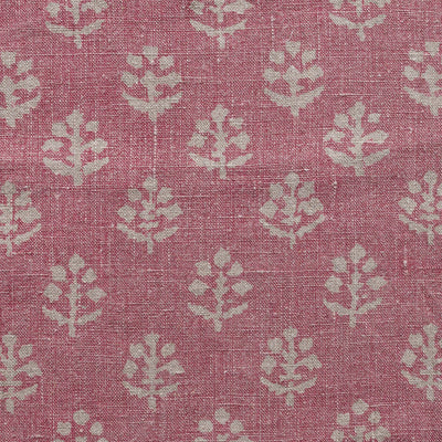 Hand-printed Reverse Faded Rose Megha Rustic Linen Stonewashed Panel (2.7m Approx.) - 354FR