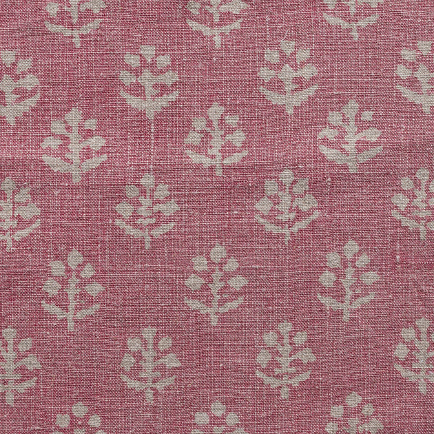 Hand-printed Reverse Faded Rose Megha Rustic Linen Stonewashed Panel (2.7m Approx.) - 354FR