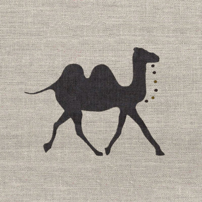 Hand-printed Charcoal Pushkar on Rustic Linen – 380